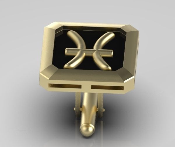 Pisces Cufflink 3D print model_12