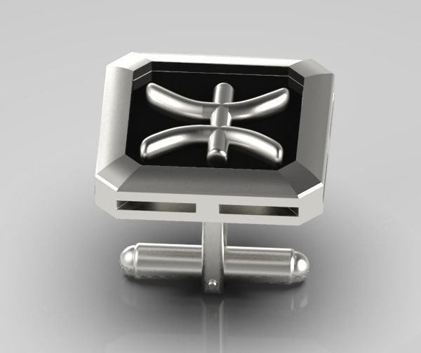 Pisces Cufflink 3D print model_16