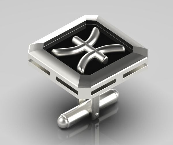 Pisces Cufflink 3D print model_10