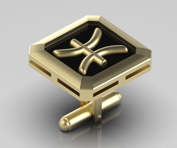 Pisces Cufflink 3D print model_2