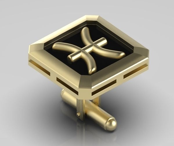 Pisces Cufflink 3D print model_4