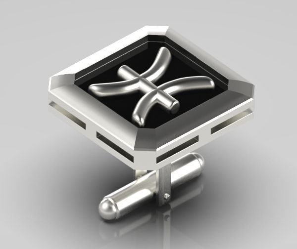 Pisces Cufflink 3D print model_9