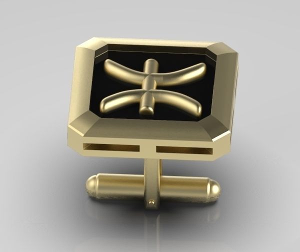 Pisces Cufflink 3D print model_8