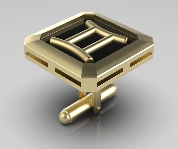 Gemini Cufflink 3D print model_3