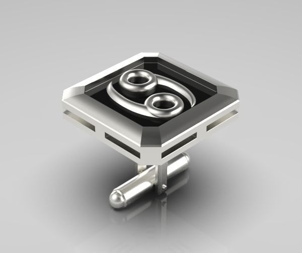Cancer Cufflink 3D print model_8