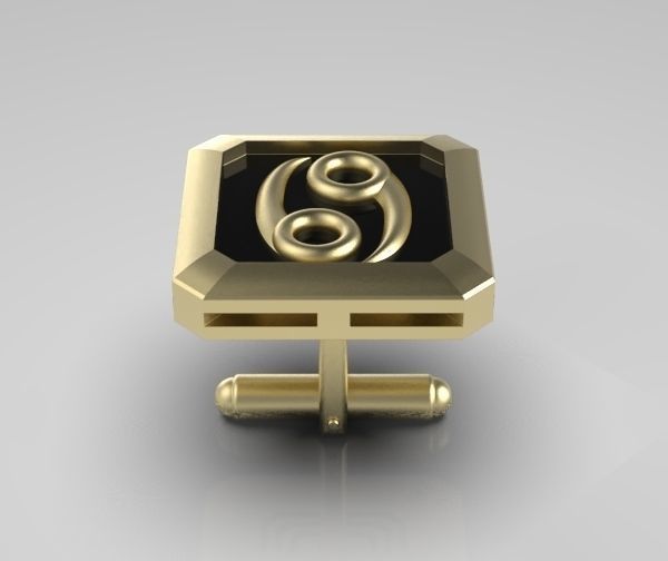Cancer Cufflink 3D print model_12