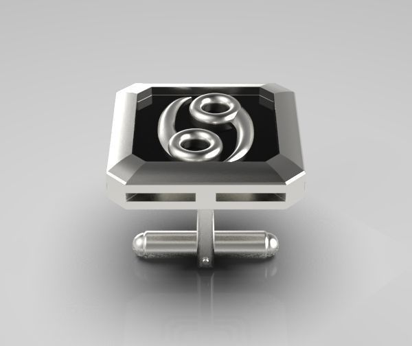 Cancer Cufflink 3D print model_16