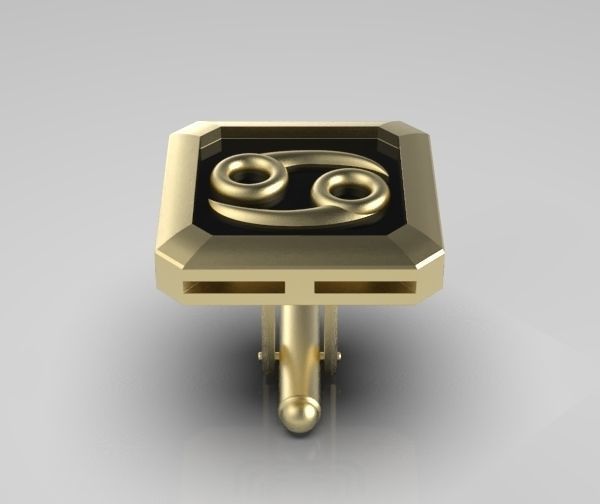 Cancer Cufflink 3D print model_15