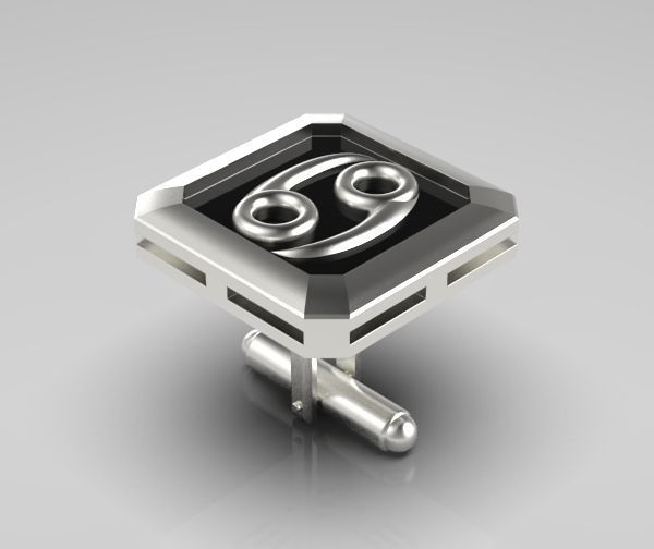 Cancer Cufflink 3D print model_11