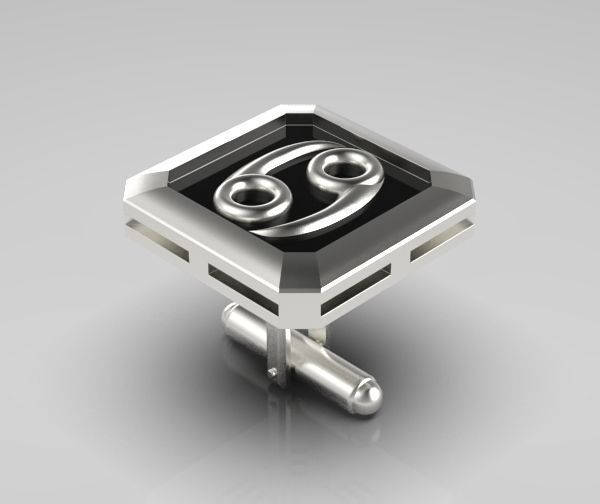 Cancer Cufflink 3D print model_10