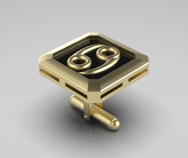 Cancer Cufflink 3D print model_7