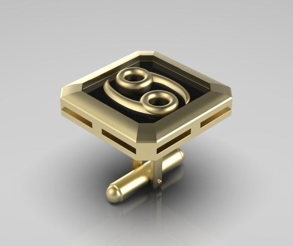 Cancer Cufflink 3D print model_4