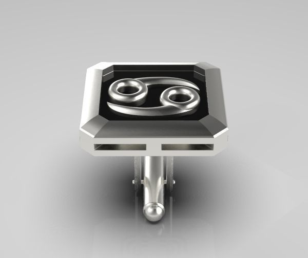 Cancer Cufflink 3D print model_18
