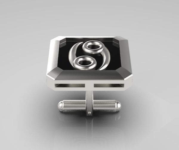 Cancer Cufflink 3D print model_17