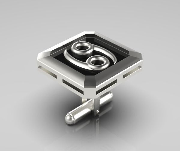 Cancer Cufflink 3D print model_9