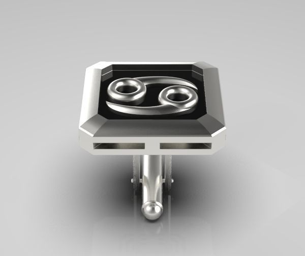 Cancer Cufflink 3D print model_19