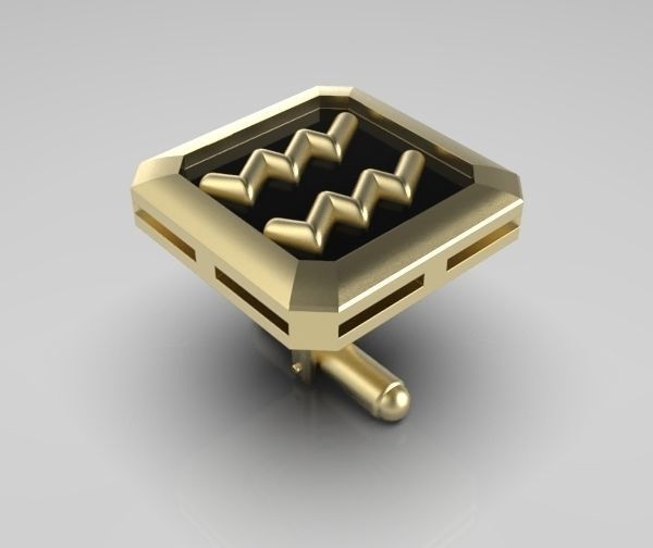 Aquarius Cufflink 3D print model_7