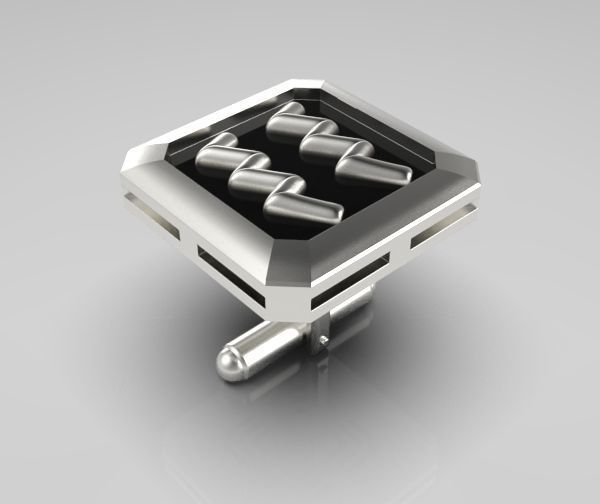 Aquarius Cufflink 3D print model_13