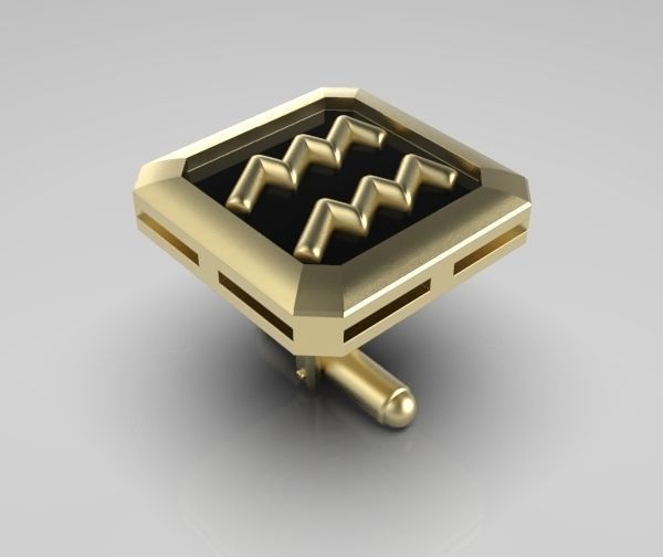 Aquarius Cufflink 3D print model_5