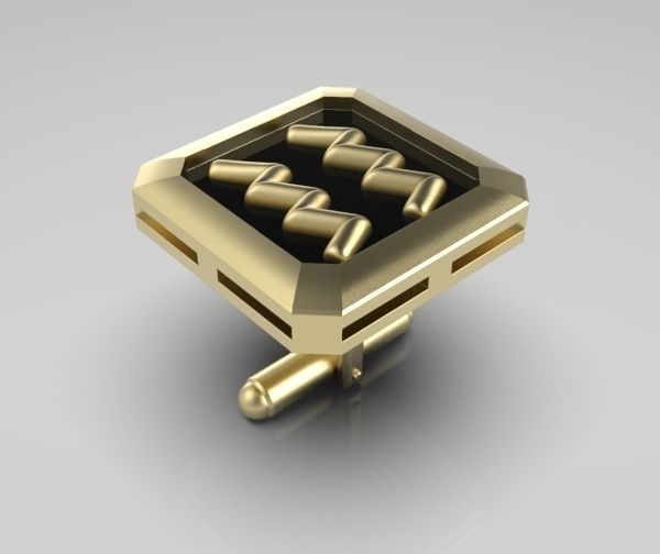Aquarius Cufflink 3D print model_4