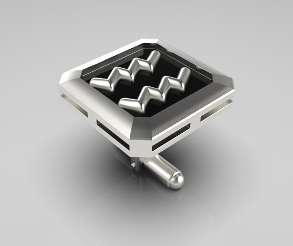 Aquarius Cufflink 3D print model_15
