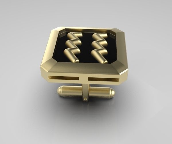 Aquarius Cufflink 3D print model_10