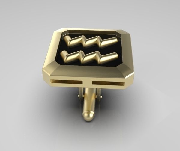 Aquarius Cufflink 3D print model_9