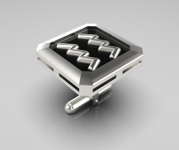 Aquarius Cufflink 3D print model_12