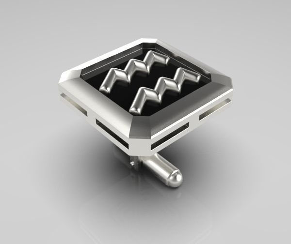 Aquarius Cufflink 3D print model_14