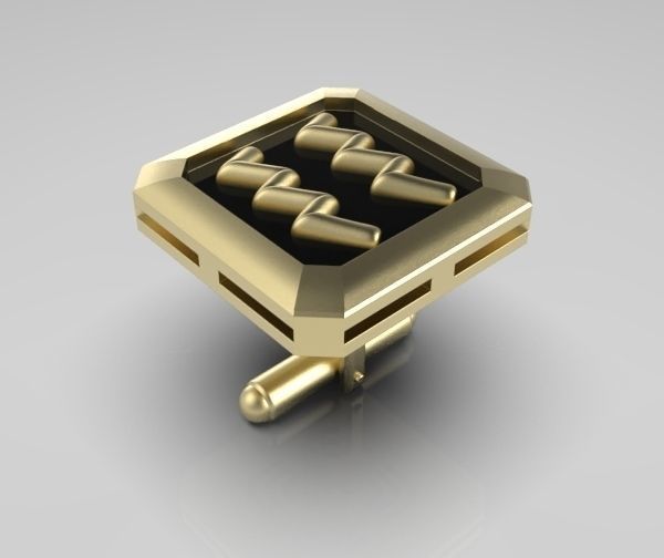 Aquarius Cufflink 3D print model_6