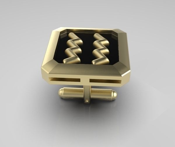 Aquarius Cufflink 3D print model_11