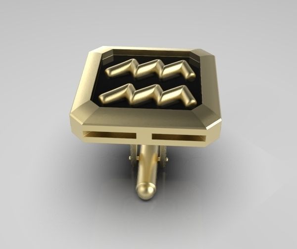 Aquarius Cufflink 3D print model_8