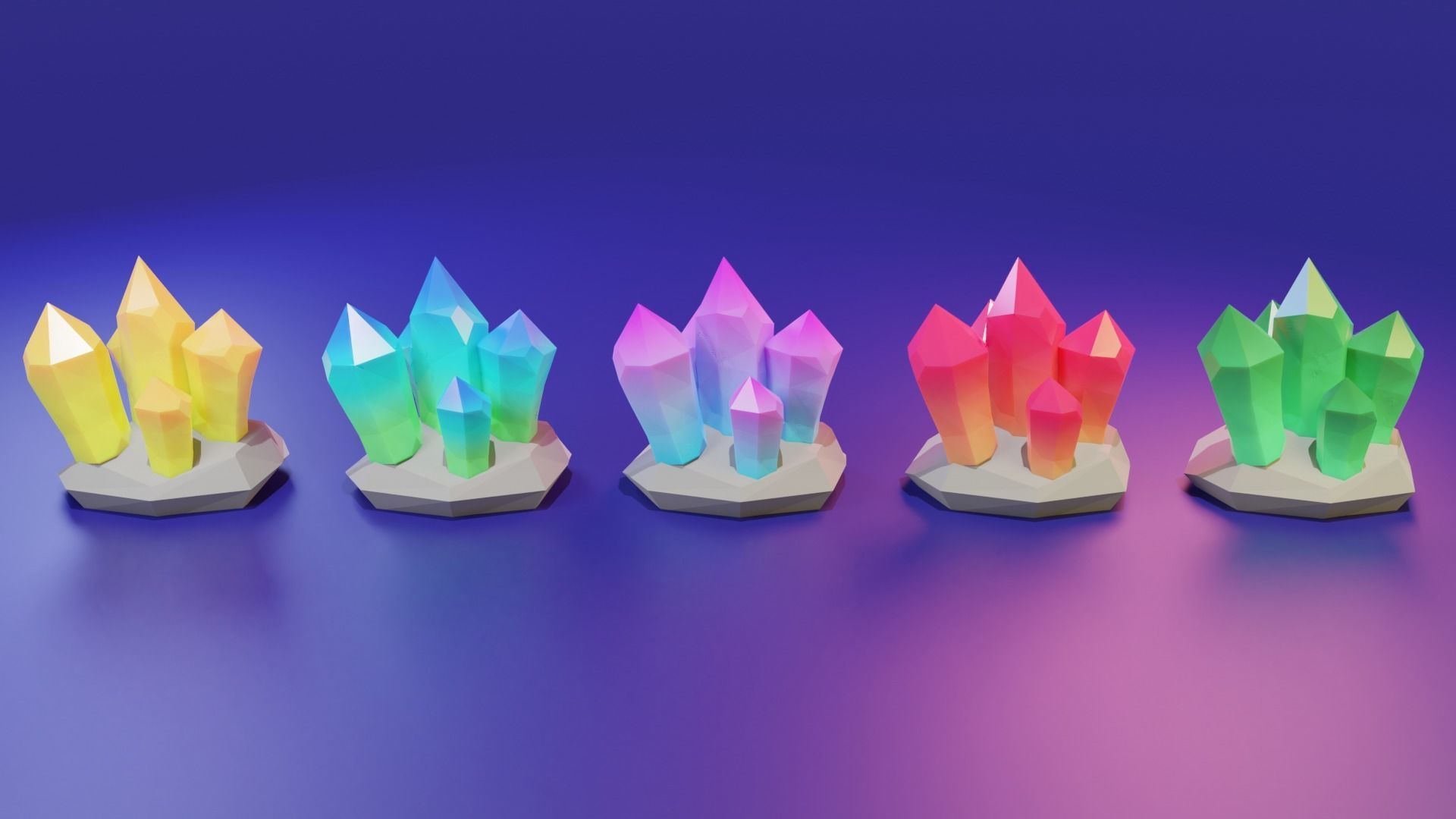 Crystals night light - Low-poly 3D model_5