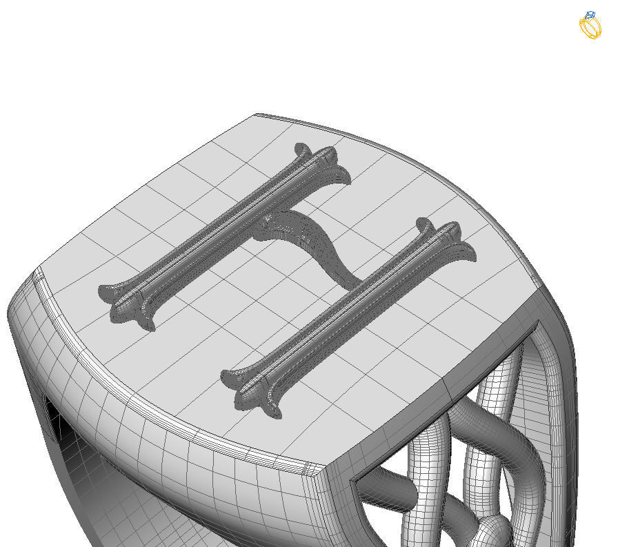 Alphabet Latin H 3D print model_31