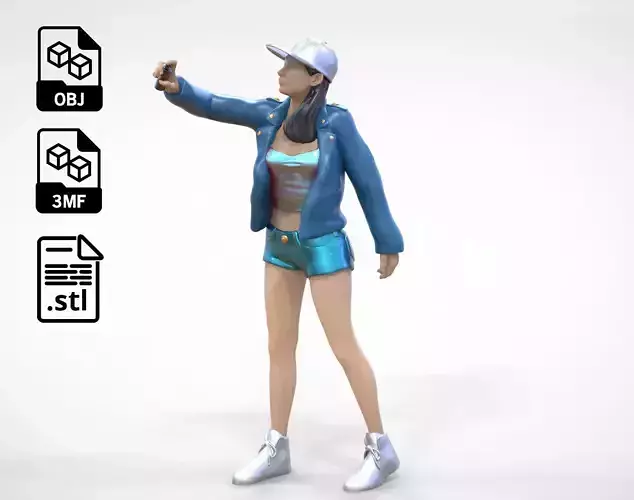 N2 Woman spraying paint on the wall 1 64 Miniature