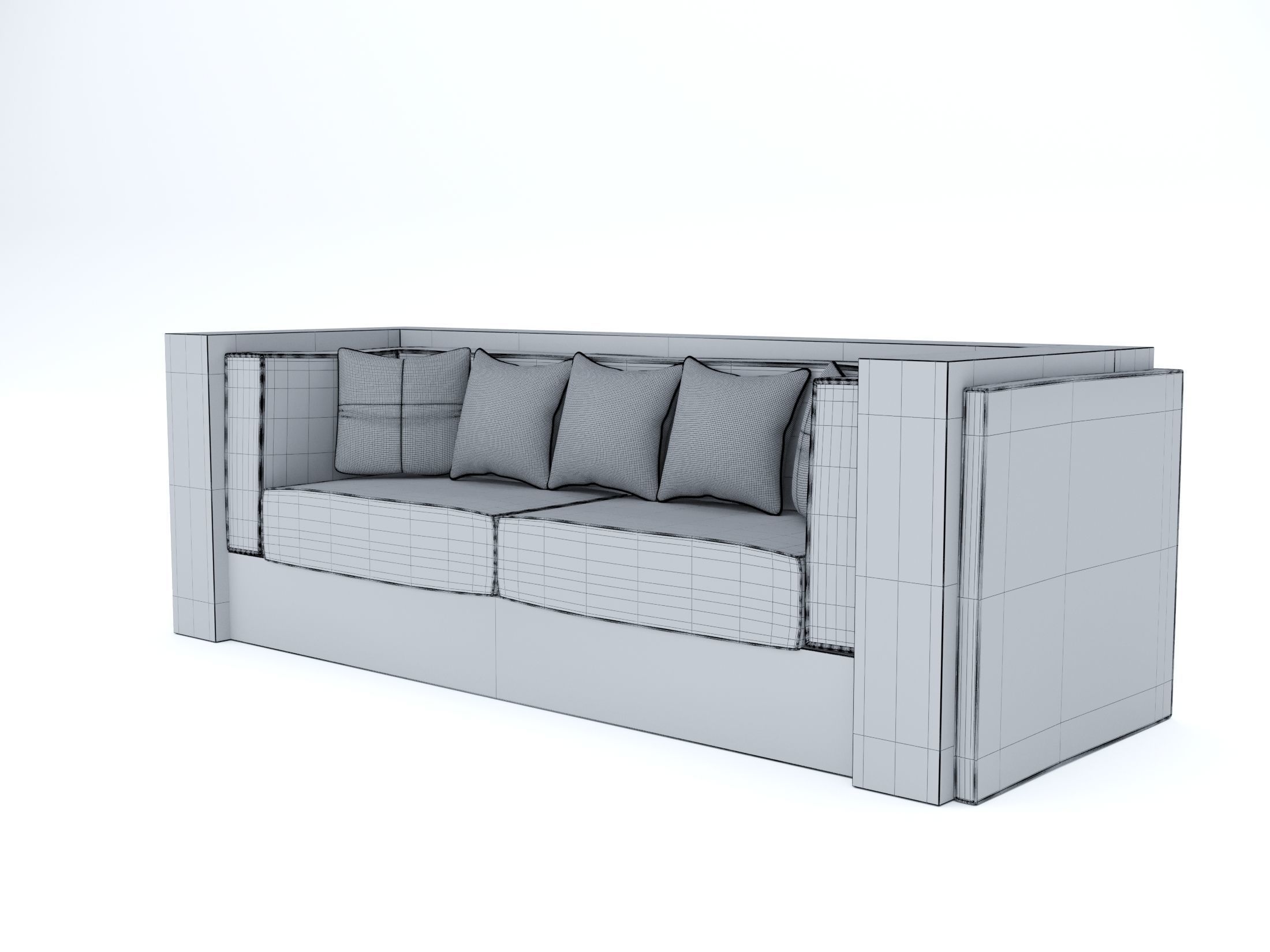 3D Brass And Red Modern Sofa 3D model_6