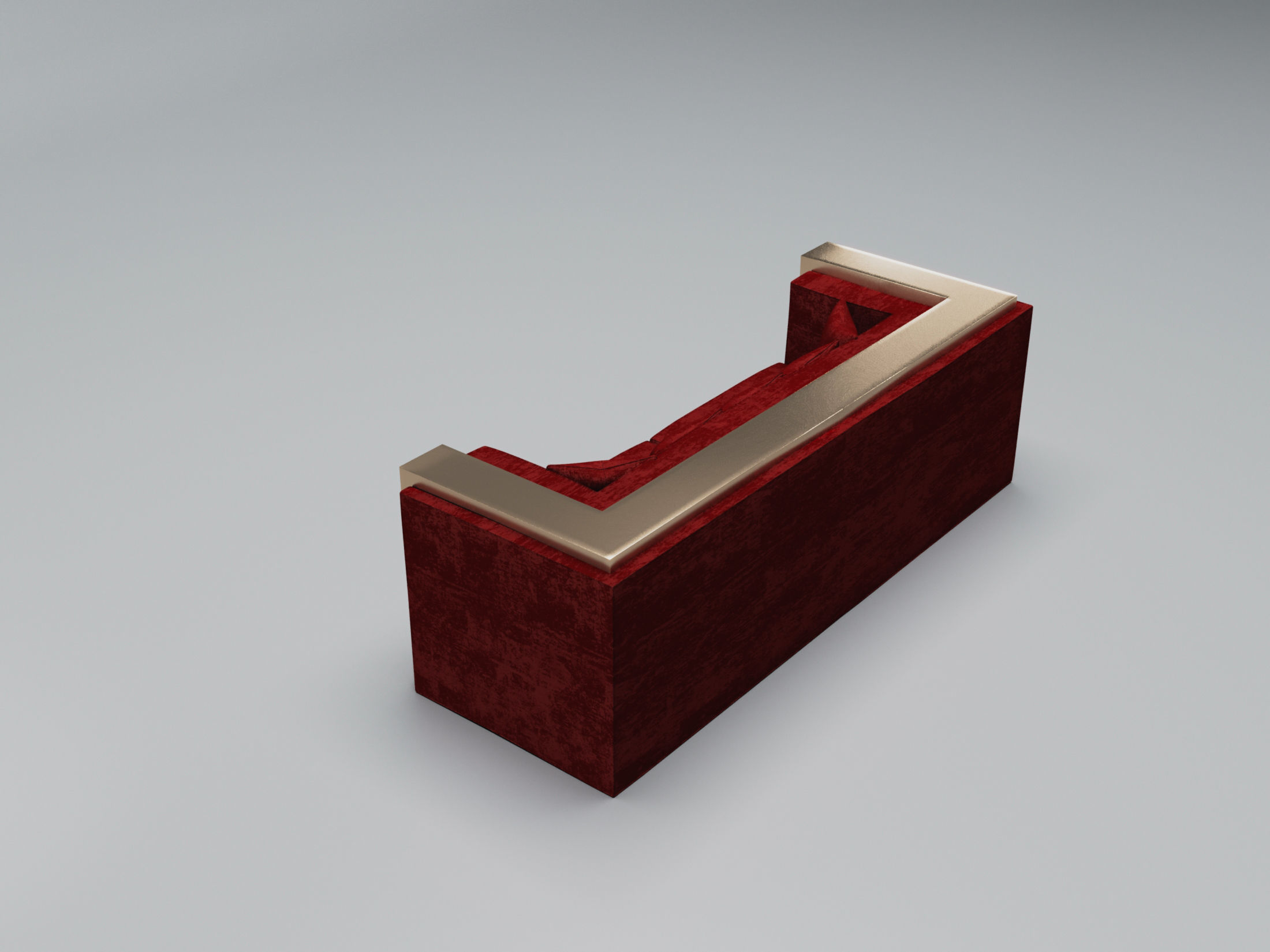 3D Brass And Red Modern Sofa 3D model_3