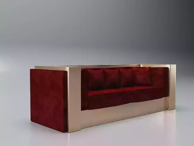 3D Brass And Red Modern Sofa