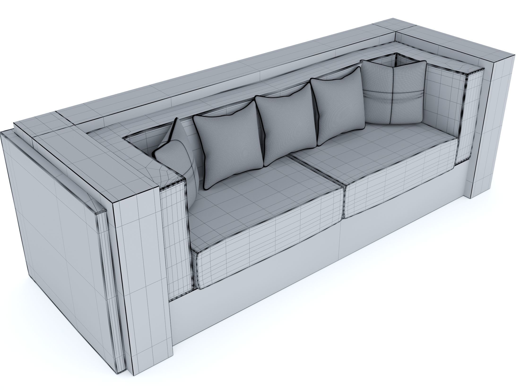 3D Brass And Red Modern Sofa 3D model_8