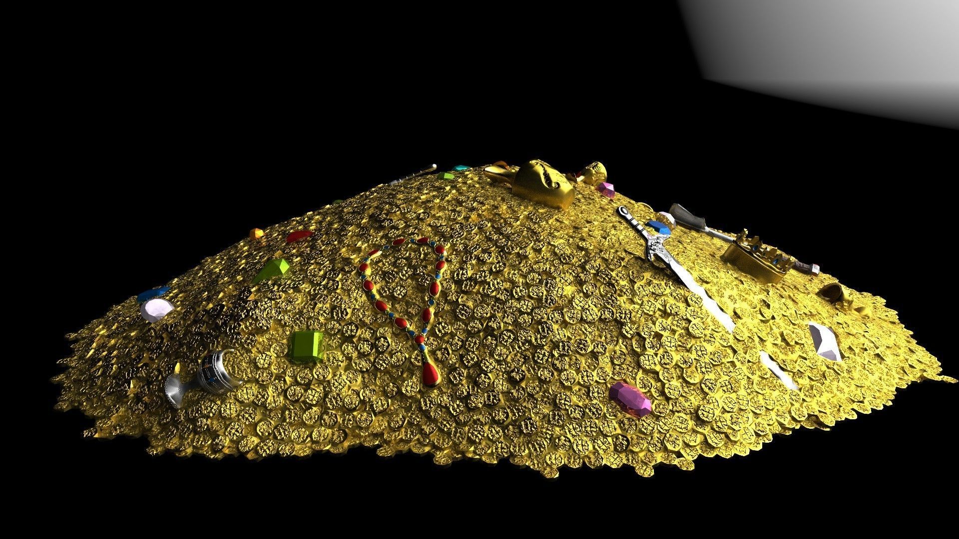 Pile of gold Low-poly 3D model_5