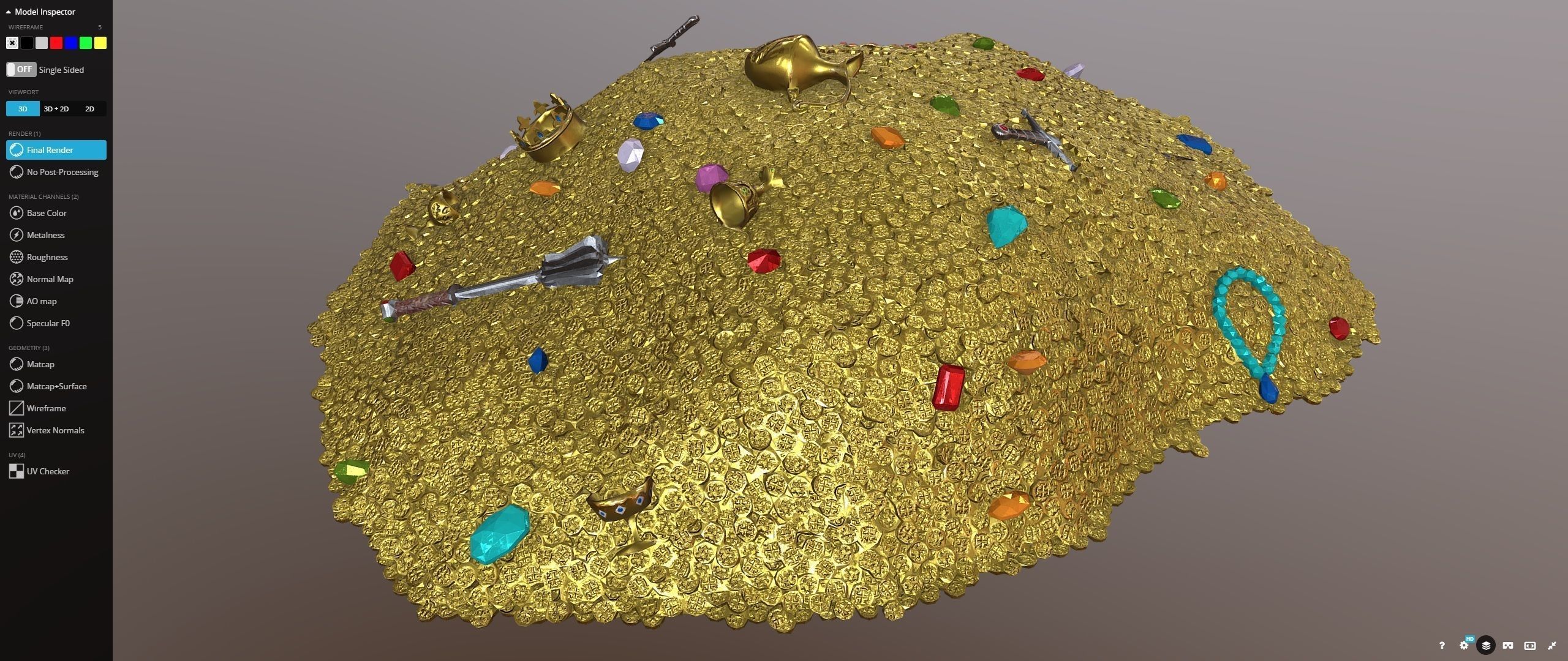 Pile of gold Low-poly 3D model_6