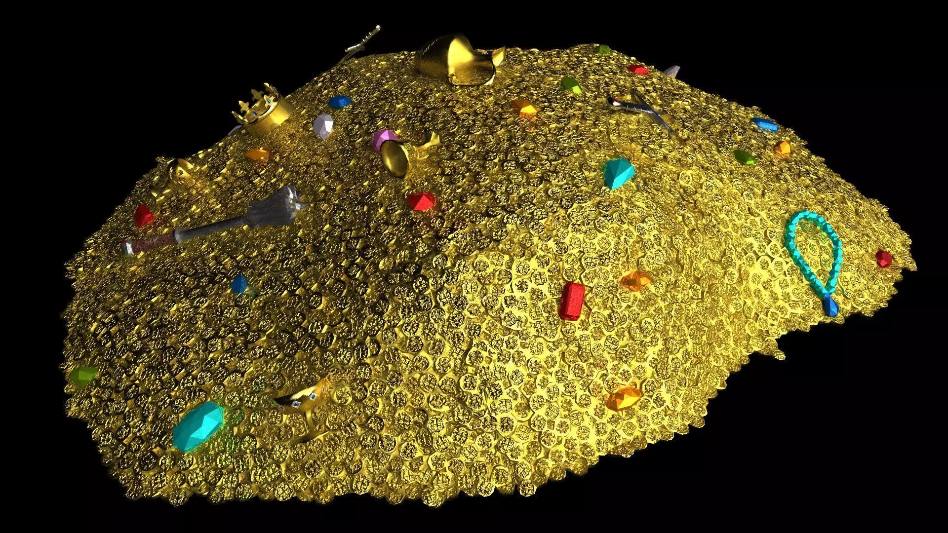 Pile of gold Low-poly 3D model_0