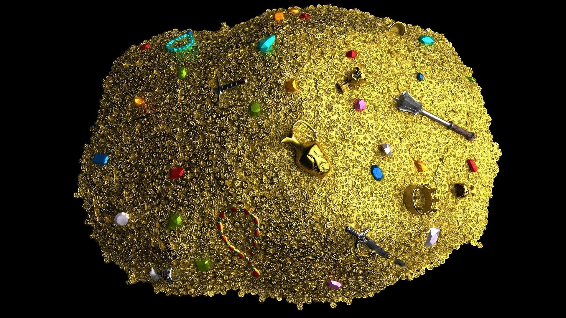 Pile of gold Low-poly 3D model_2