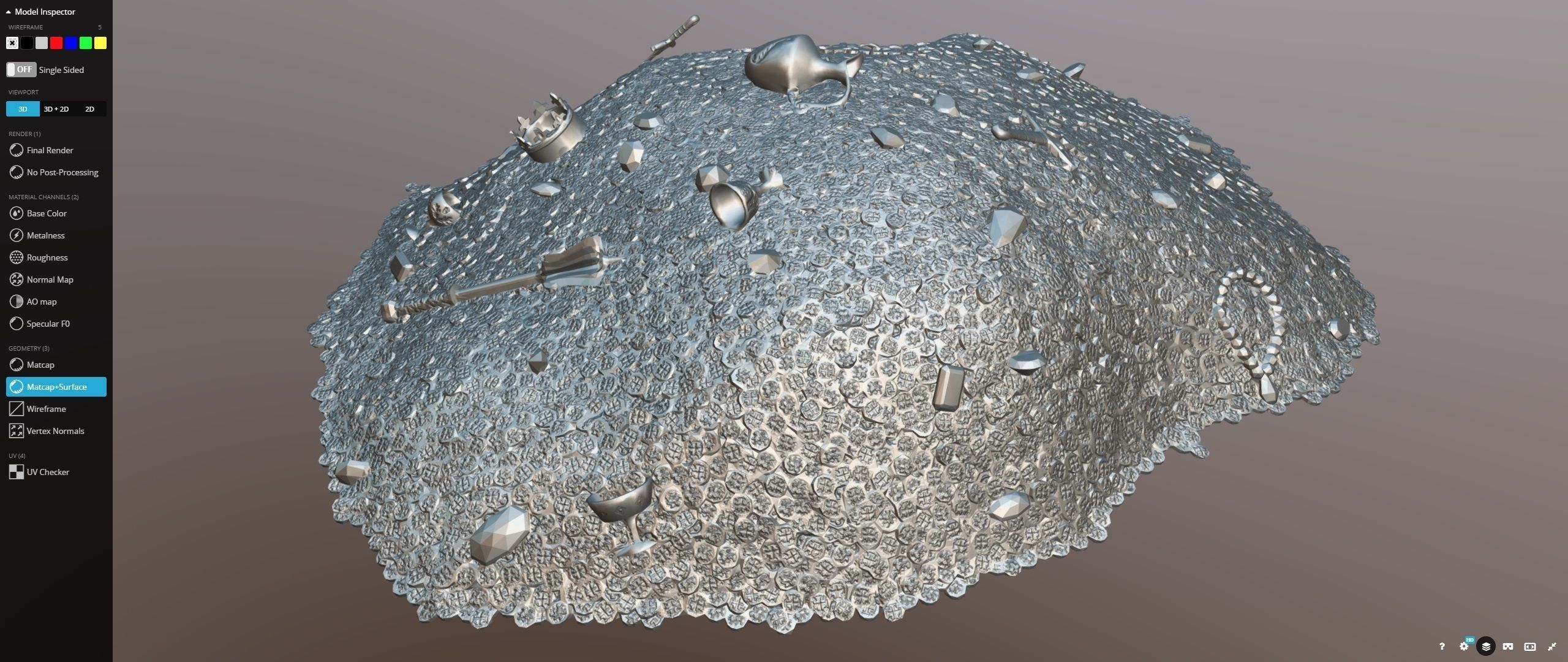 Pile of gold Low-poly 3D model_7