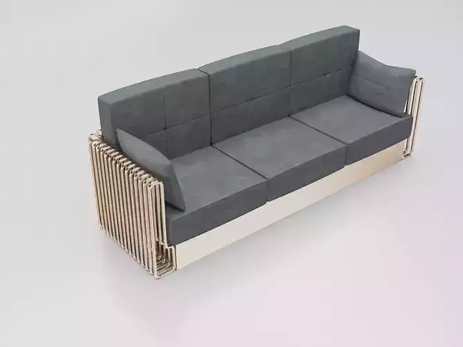 Brass And Grey Modern 3D Sofa