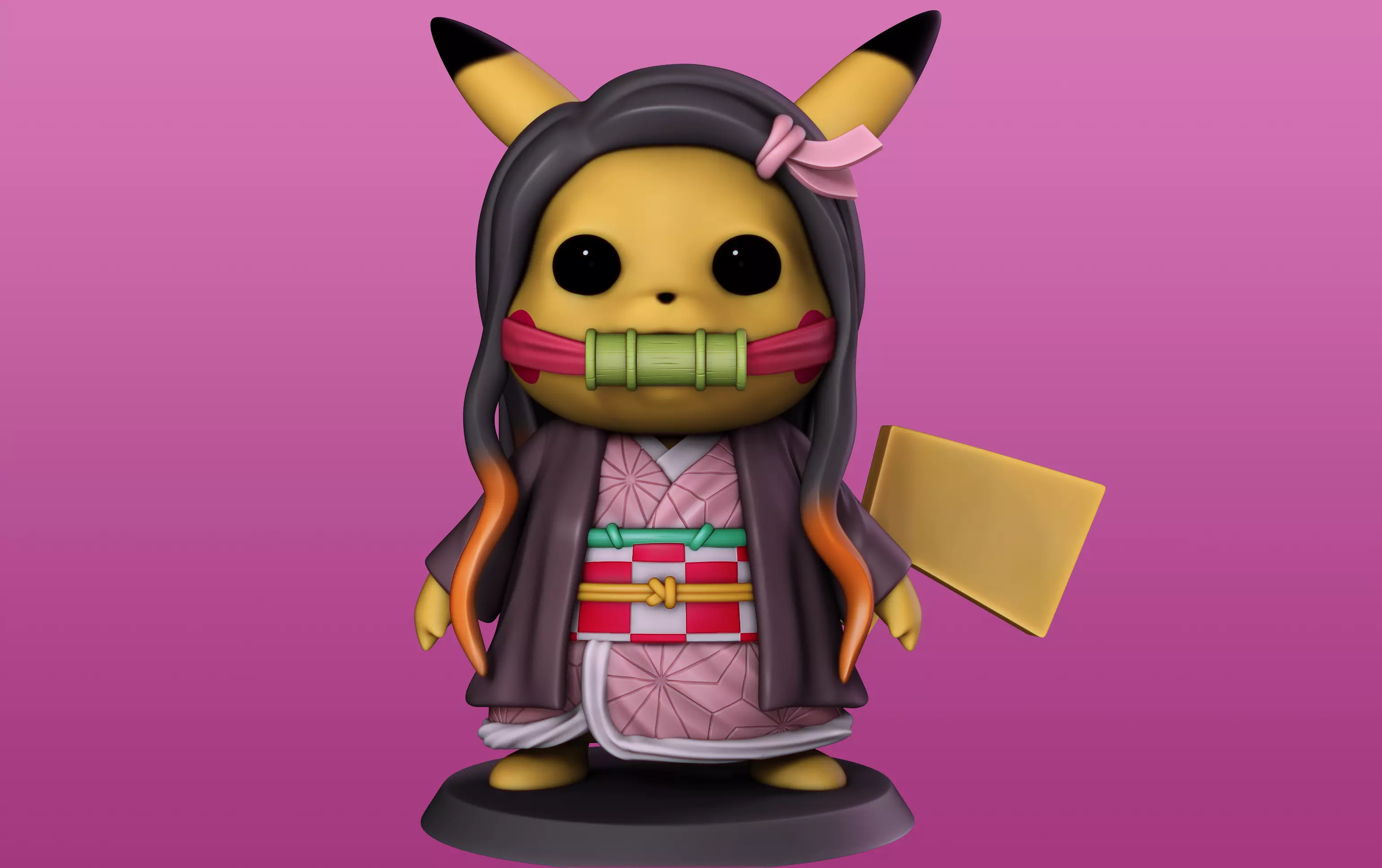Pikachu cosplay Nezuko 3D print model_0