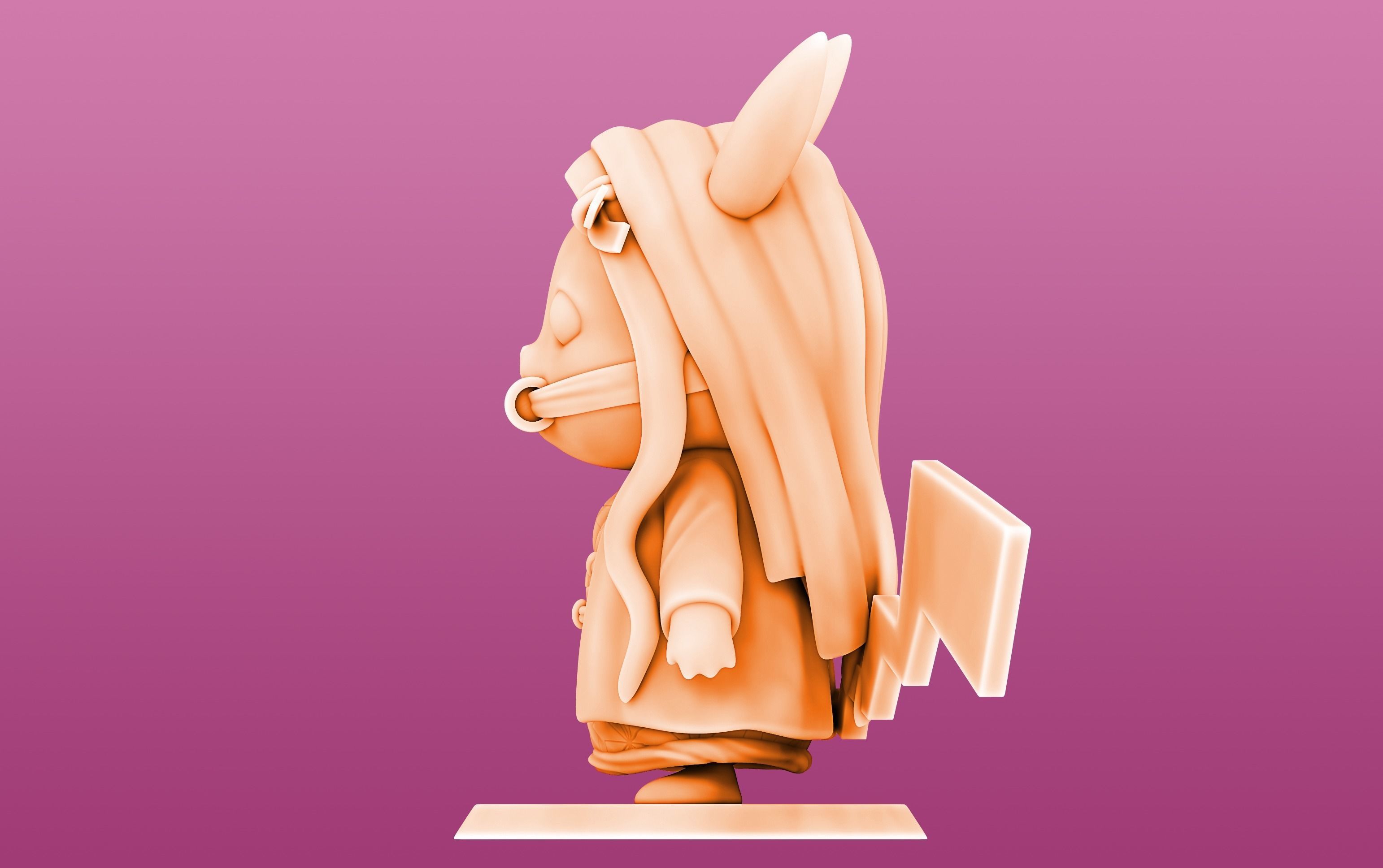 Pikachu cosplay Nezuko 3D print model_3