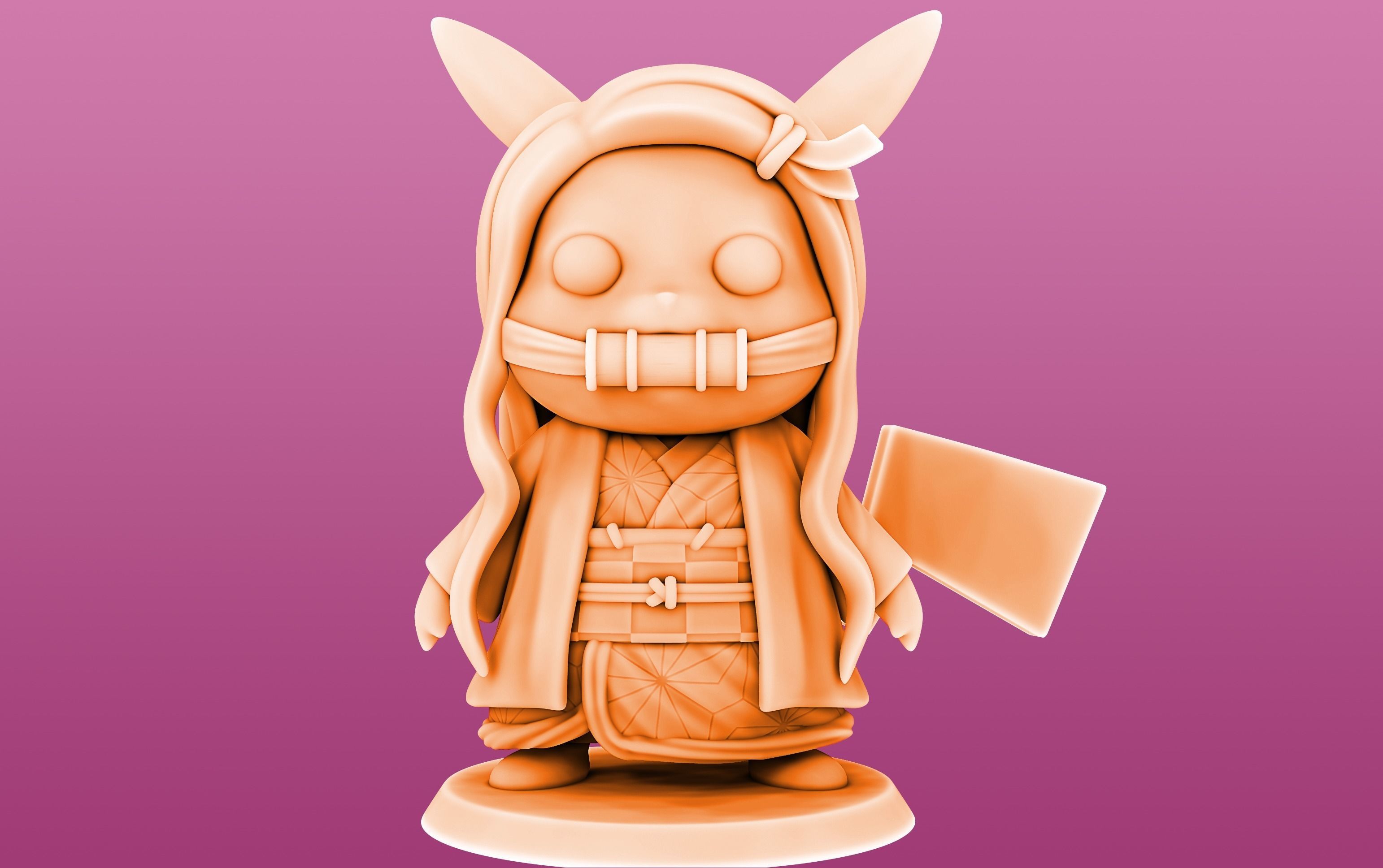 Pikachu cosplay Nezuko 3D print model_1