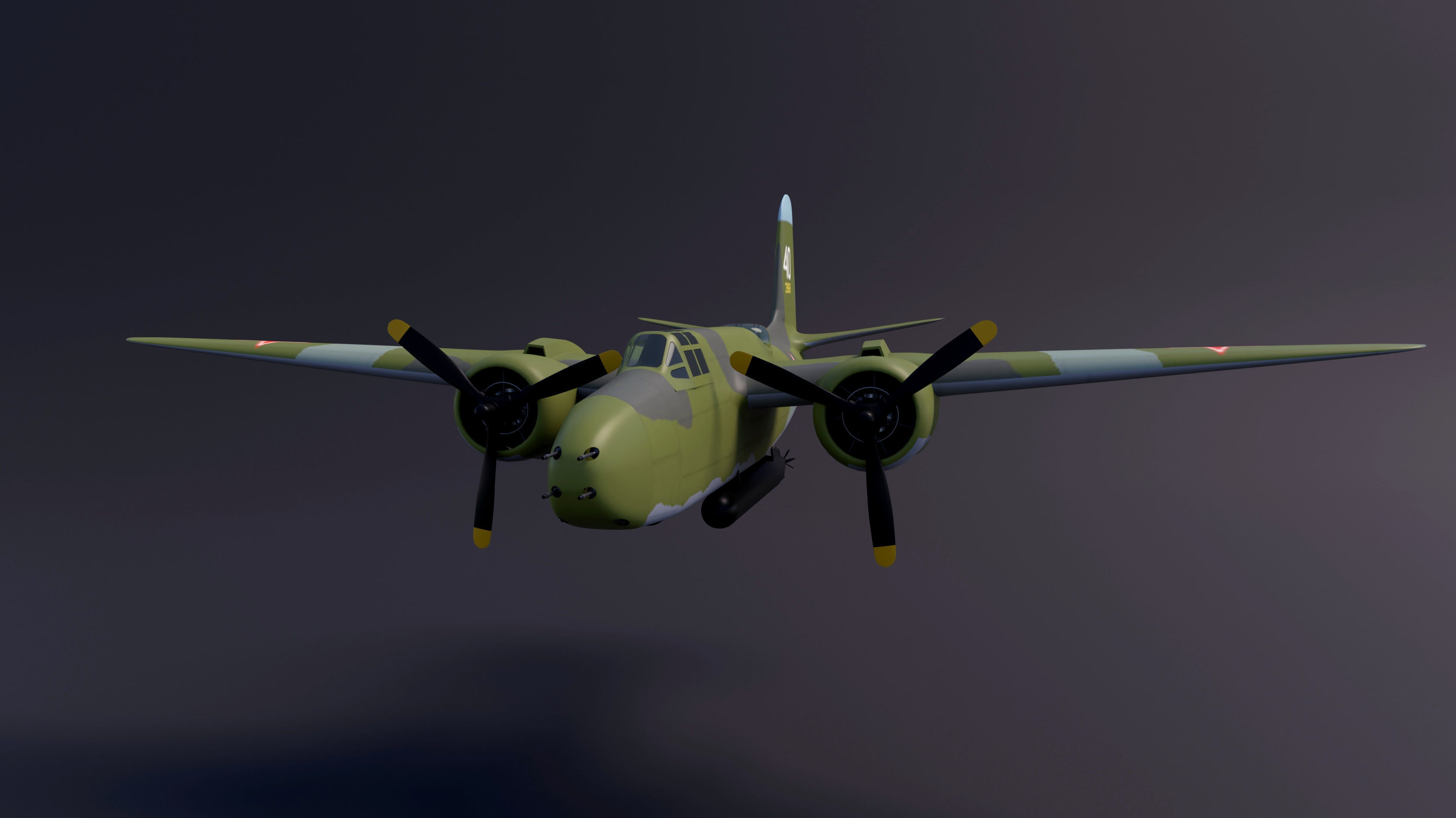 Simple A-20 Boston Douglas DB-7 Havoc bomber in the Soviet army 3D model_4