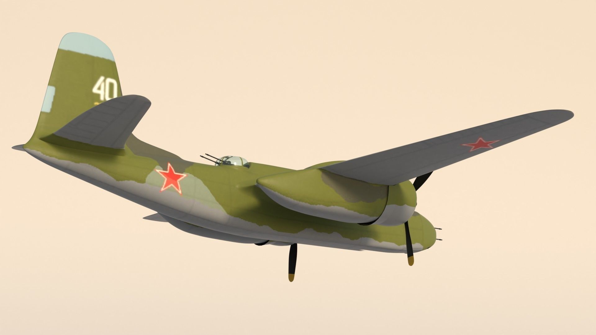 Simple A-20 Boston Douglas DB-7 Havoc bomber in the Soviet army 3D model_10